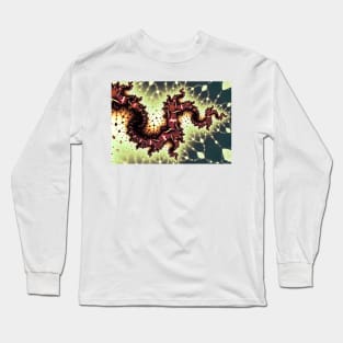 Abstract Fractal Dragon Pattern Long Sleeve T-Shirt